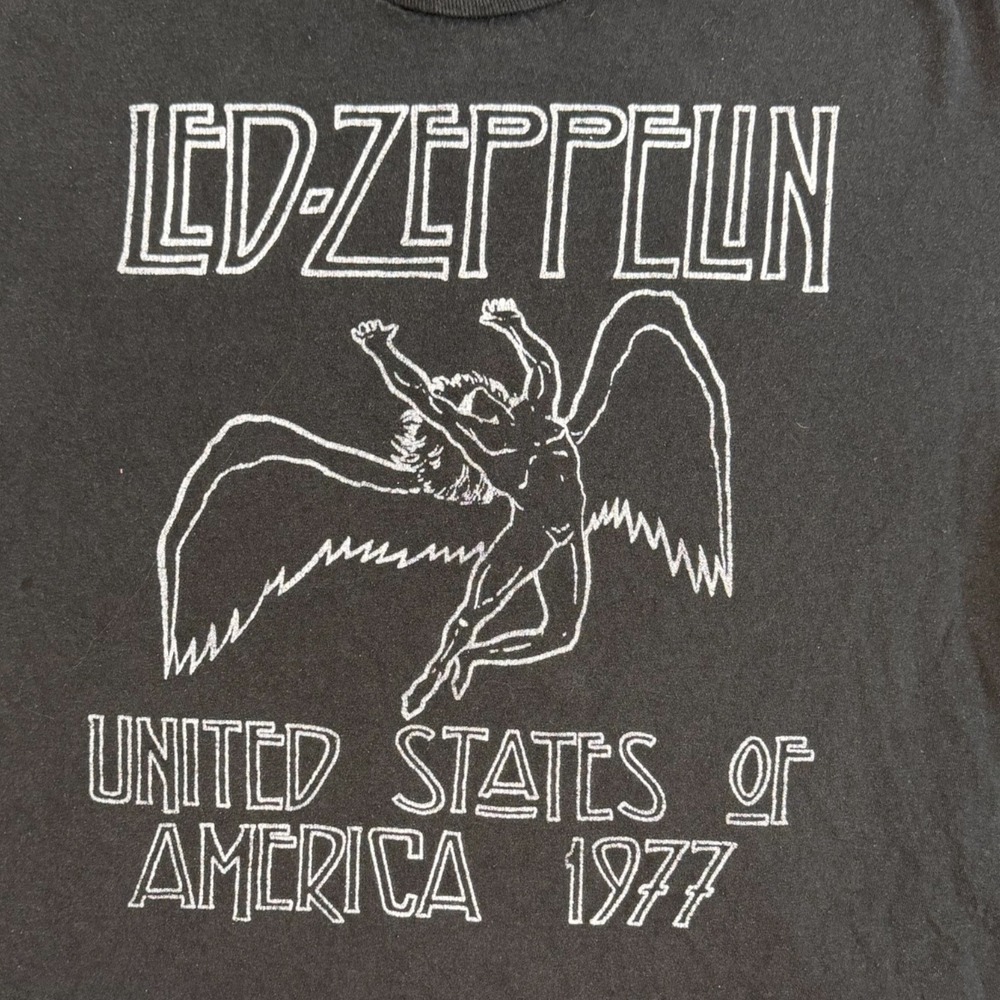 Led Zeppelin Graphic T-Shirt Mens Large Black Cotton 1977 US Tour Rock Band Tee - Picture 6 of 10